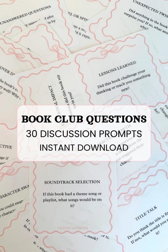 Book Club Discussion Guide Book Club Icebreaker Book Club Activities Book Club Printable Book Review Questions Book Club Guide Printable PDF