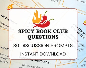 Guía de debate para el club de lectura Spicy Book Club Icebreaker Actividades del club de lectura Preguntas para reseñas de libros imprimibles del club de lectura Guía del club de lectura en formato PDF