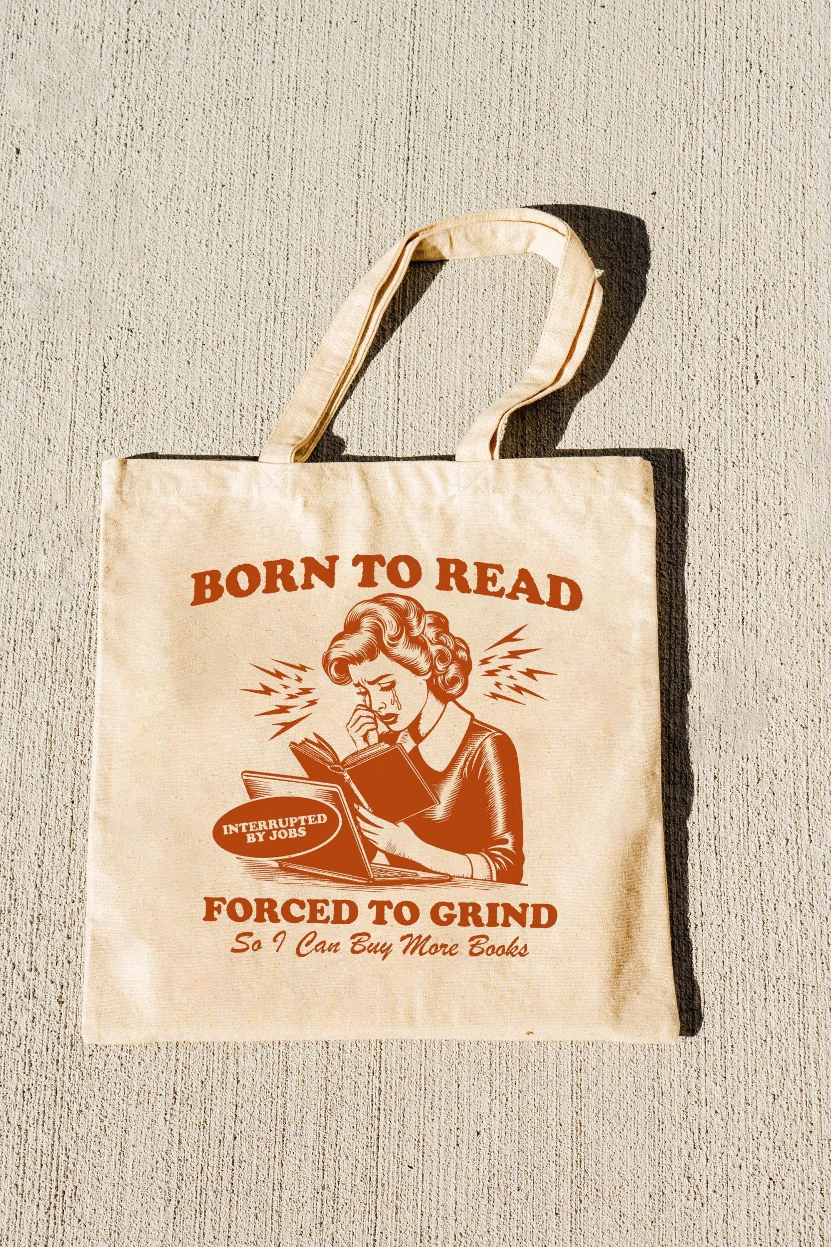 Born To Read Forced To Work Tote Bag For Book Lover Tote Vintage Aesthetic Bookish Bag Funny Book Addict Gift For Reader Tote Gift For Her