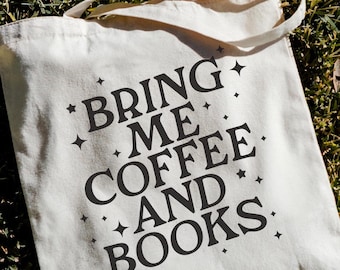 Bücher & Kaffee Tote Bag Geschenk für Kaffee-Liebhaber-Tasche Lustige Leser-Tasche für Buch-Liebhaber-Geschenk für Bücherwurm BookTok Tasche Buch-Geschenk-Buch-Tasche