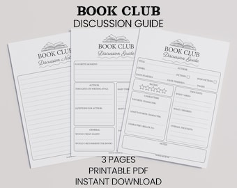 Book Club Discussion Guide Book Club Icebreaker Book Club Activities Book Club Printable Book Review Questions Book Club Guide Printable PDF
