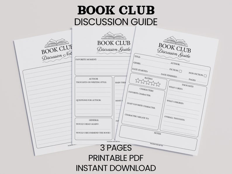 Book club discussion guide printable. Perfect book club icebreaker and discussion starter! Instant download PDF to print at home