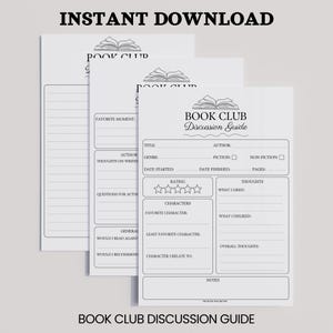 Book club discussion guide printable. Perfect book club icebreaker and discussion starter! Instant download PDF to print at home