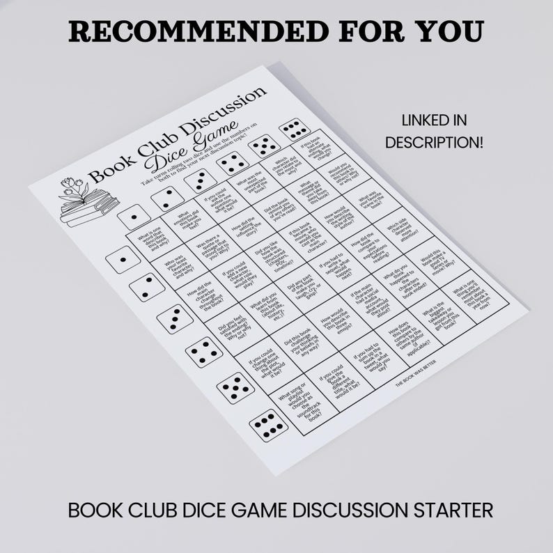 Book club discussion guide printable. Perfect book club icebreaker and discussion starter! Instant download PDF to print at home