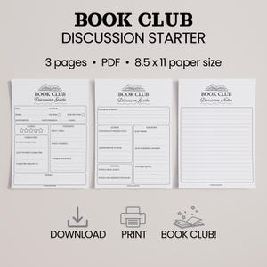 Book club discussion guide printable. Perfect book club icebreaker and discussion starter! Instant download PDF to print at home