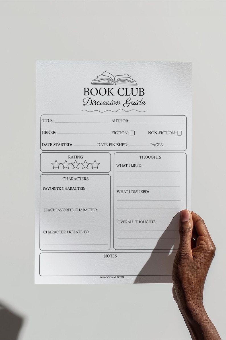 Book club discussion guide printable. Perfect book club icebreaker and discussion starter! Instant download PDF to print at home