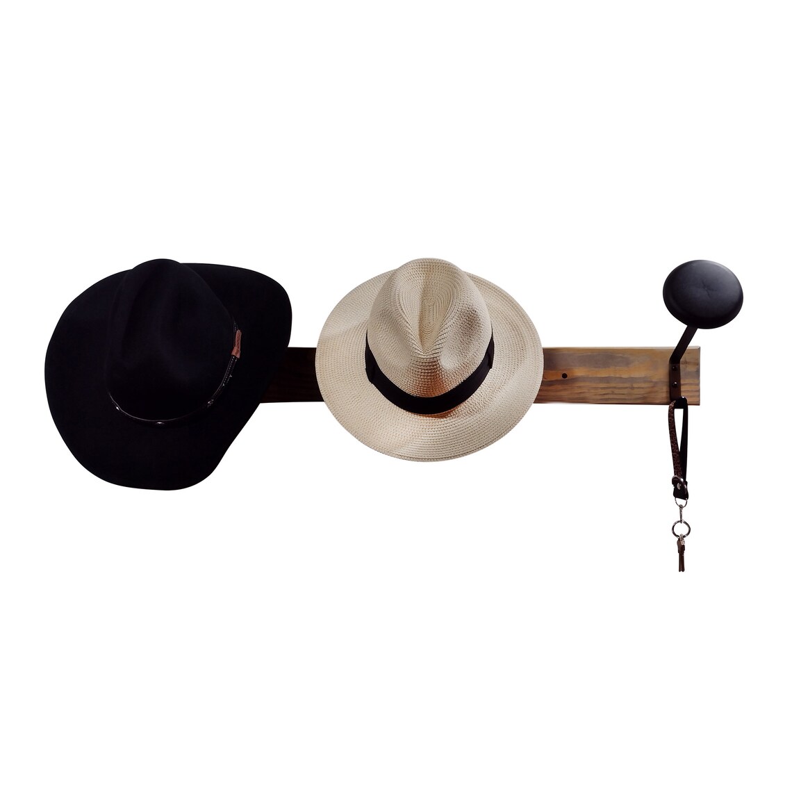 Hat Rack Wall Mount for Cowboy Hat, Fedora, Brimmed Hat, With Horizontal Backboard and 3 Domed