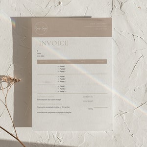 Boho Invoice Template - Minimalist Business Invoice Small Business Template Modern Boho Client Invoice Editable Template Services Invoice