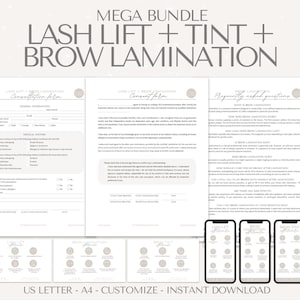 Lash Lift and Brow Lamination Forms - Brow Lamination Tint Forms, Brow Tint Form Brow Tint Aftercare, Eyelash Tint