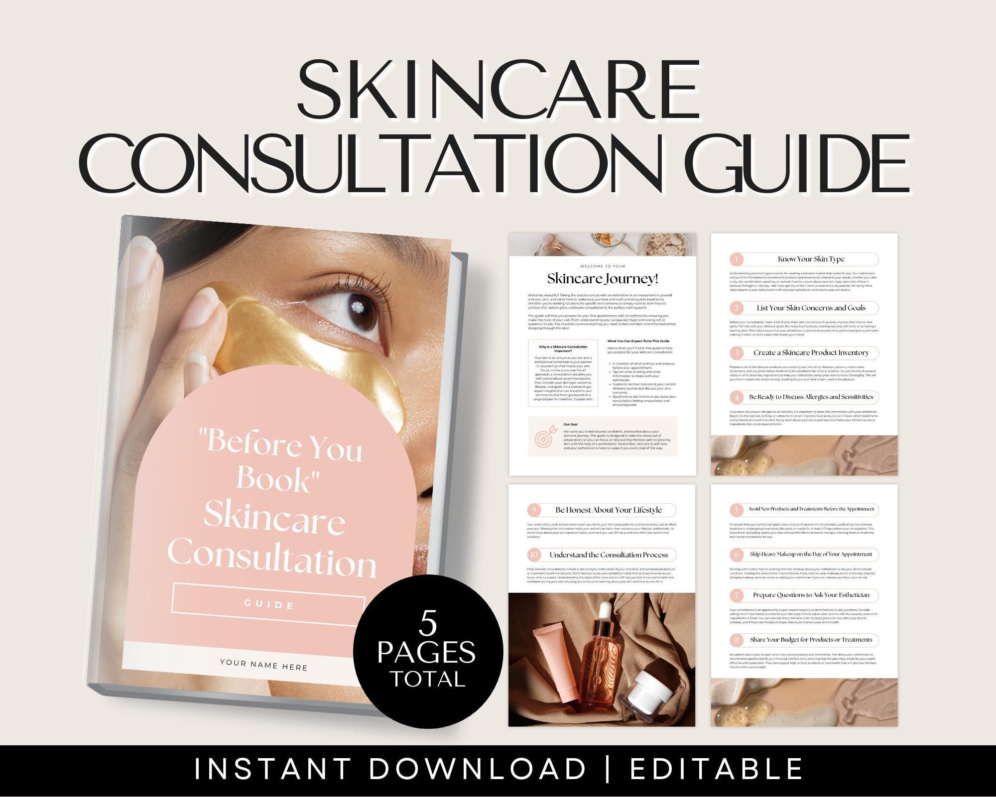 Editable Skincare Consultation Guide Template - Beauty Client Guide ...