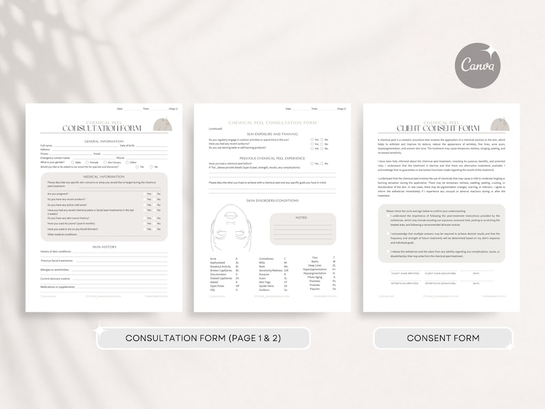 Chemical Peel Consent Forms - Chemical Peel Intake Form, Chemical Peel ...