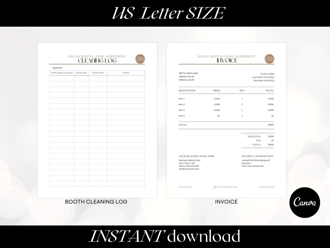 Professional Salon Booth Rental Contract Editable Booth Rental