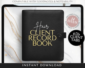 Digital Hairstylist Client Record Book - Client Record Book Hair to use in GoodNotes or Notability on iPad, Tablet