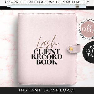 Lash Client Record Book - Client Record Book Lashes, Lash Tech Client Record Book, Lash Client Form GoodNotes Lash Ipad Lash Tablet Lash