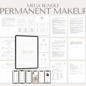 Permanent Makeup Mega Bundle - PMU Consent Forms, Aftercare Cards, IG Business Card, Price Lists, Brow, Lip & Eyeliner Aftercare Advice