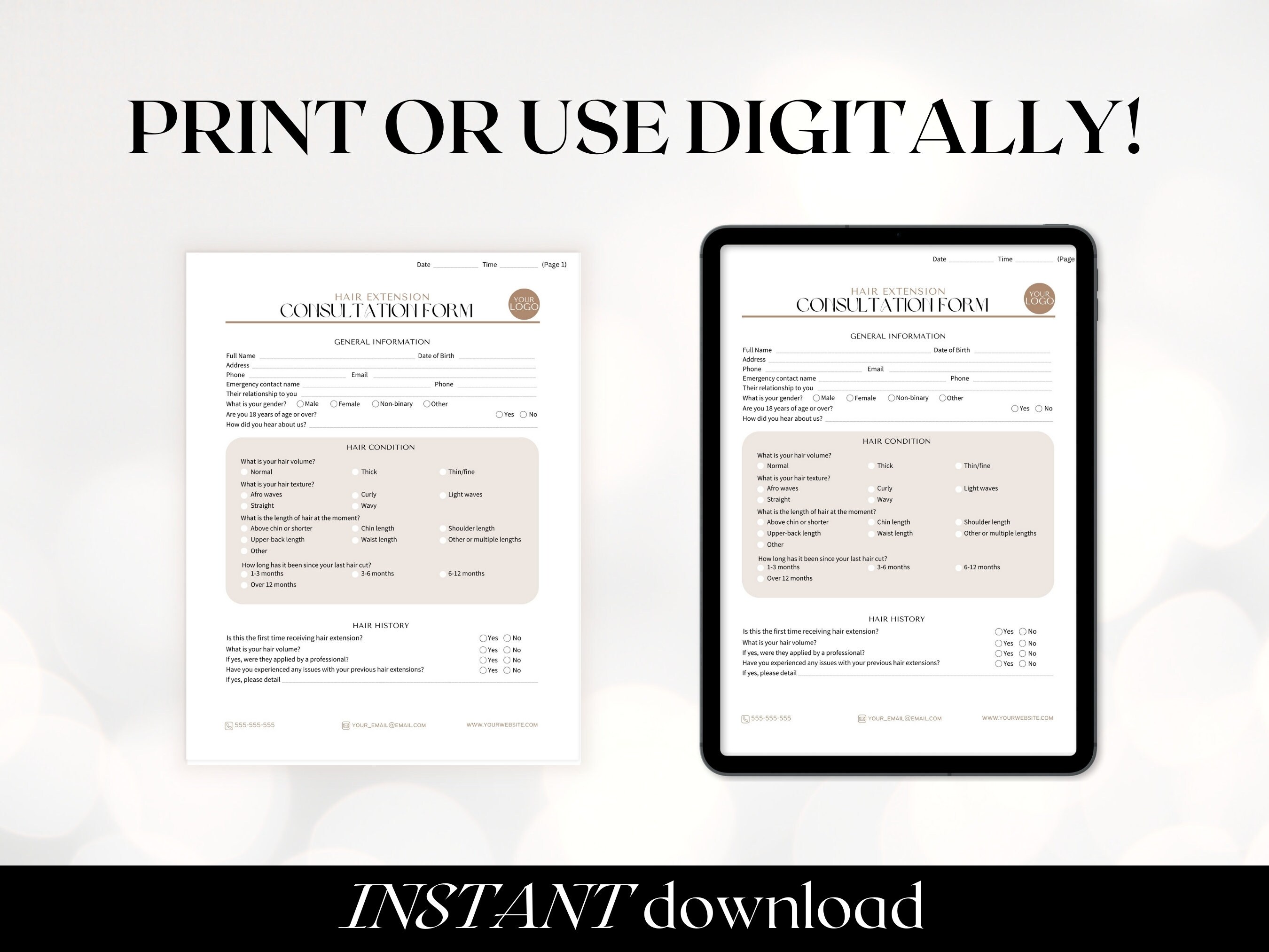 Hair Extension Consent Forms Hair Extension Consultation Form Client