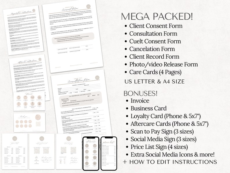 spa consent forms and aftercare cards