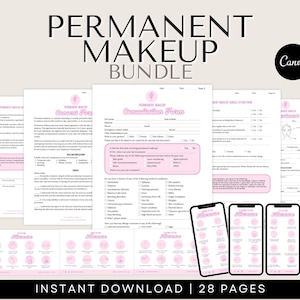 PMU Consent Forms - Pink Permanent Makeup Consent Form, Client Forms, Pmu Client Record Powder Brows Consent