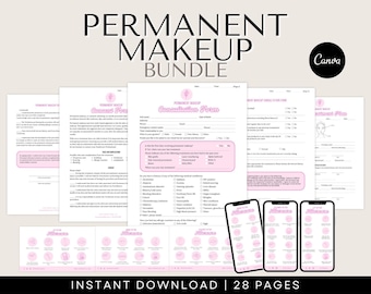PMU Client Forms – Permanent Makeup Consent, Aftercare (Digital Download)