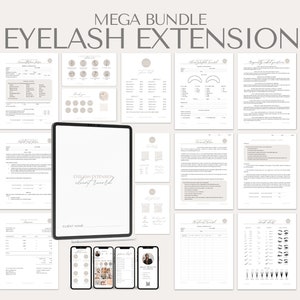 Lash Consent Forms for Lash Artists - Includes Eyelash Aftercare Cards, Lash Business Cards, Price List, Lash Chart, Lash Record Tracker.