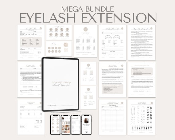 Lash Consent Forms for Lash Artists - Includes Eyelash Aftercare Cards, Lash Business Cards, Price List, Lash Chart, Lash Record Tracker.