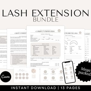 Eyelash Extension Consent Forms for Lash Artists and Estheticians - Includes Aftercare Cards and Beauty Templates