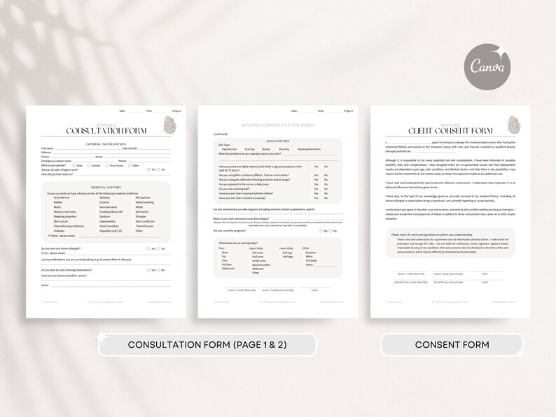 Waxing Forms Bundle – Client Consultation, Consent & Aftercare (Digital Download) image 4