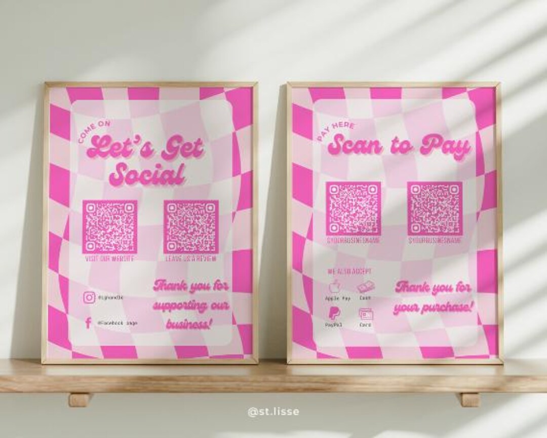 Payment Sign Template Bundle - Printable Scan to Pay, Qr Code Social ...