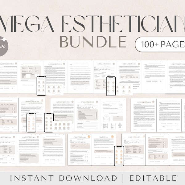 Esthetician Intake Forms Bundle | Esthetician Consent Forms, Esthetician Consultation Form, Facial Consultation Form