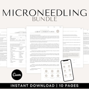 Microneedling Consent Forms - Includes Microneedling Pre and Post Care Instructions, Aftercare Cards (Canva)