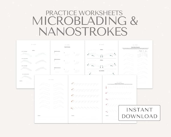 Microblading Pattern - Nano Brow Pattern, Microblading Practice Sheets, PMU Eyebrow Practice Sheet Microblading Workbook Nano Stroke Pattern