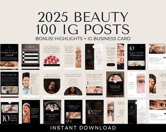 Beauty Instagram Post Templates, Medspa Skincare, 100+ Posts (Digital Download)