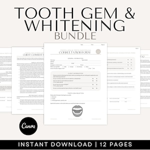Tooth Gem and Whitening Forms - Tooth Gem Consent Forms, Tooth Gem Consultation Form, Teeth Whitening Forms, Medspa Forms, Esthetician Forms