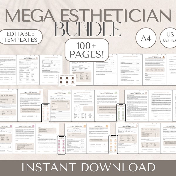 Esthetician Intake Forms Bundle | Esthetician Consent Forms, Esthetician Consultation Form, Facial Consultation Form