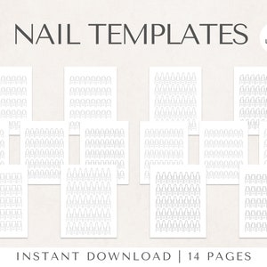 Nail Templates - 14 Shapes, Varied Lengths Nail Art Templates for Press On Nails & Nail Artists - Printable Nail Practice