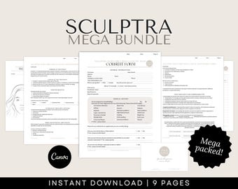 Sculptra Consent Form Template - Med Spa Consent Forms,  includes Aftercare and Business Cards (Canva)