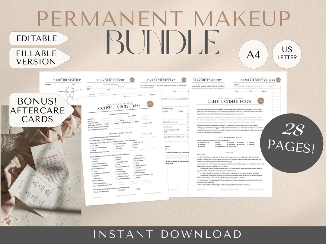 PMU Consent Forms Permanent Makeup Consent Form Pmu Client Forms Pmu ...