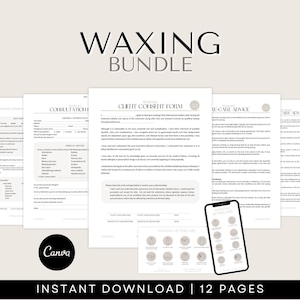 Waxing Treatment Forms - Waxing Consent Forms, Waxing Intake Forms, Waxing Consultation Form, Waxing Aftercare, Waxing Client Record