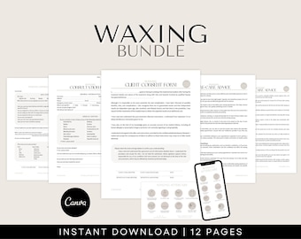 Waxing Treatment Forms - Waxing Consent Forms, Waxing Intake Forms, Waxing Consultation Form, Waxing Aftercare, Waxing Client Record
