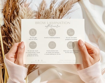 Brow Lamination Aftercare Card - Editable Template