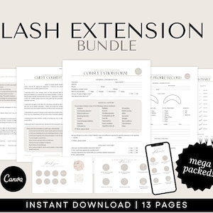 Eyelash Extension Consent Forms for Lash Artists and Estheticians | Includes Eyelash Aftercare Cards and Beauty Templates.