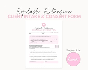 Lash Consent Forms for Lash Artists - Includes Eyelash Aftercare Cards, Lash Business Cards, Price List, Lash Chart, Lash Record Tracker.