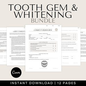 Tooth Gem and Whitening Forms | Tooth Gem Consent Forms, Tooth Gem Consultation Form, Teeth Whitening Forms, Medspa Forms, Esthetician Forms