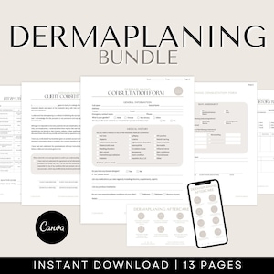 Dermaplaning Forms - Dermaplaning Consent Form, Dermaplaning Consultation Form, Dermaplaning Aftercare Cards, Client Record and More