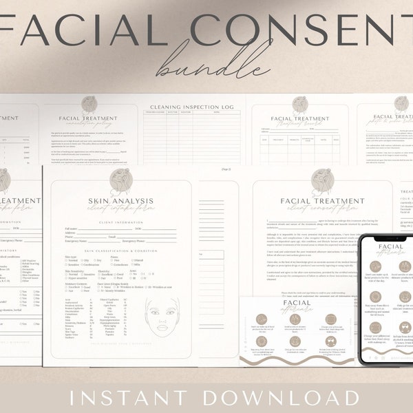 Facial Treatment Forms, Facial Patient Facial Intake Forms, Facial Forms