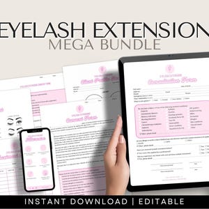 Pink Eyelash Extension Consent Forms - Includes Eyelash Aftercare Cards, Business and Loyalty Card