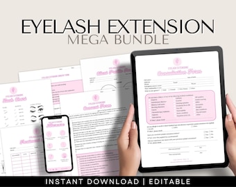 Pink Eyelash Extension Consent Forms - Includes Eyelash Aftercare Cards, Business and Loyalty Card