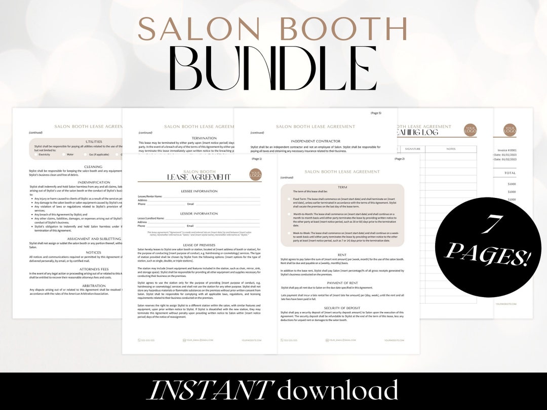 Professional Salon Booth Rental Contract Editable Booth Rental