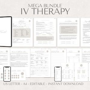 IV Therapy Form Template Bundle - Elective IV Infusion Consent Form, IV Fluids Consult Aftercare Cards and Iv treatment record
