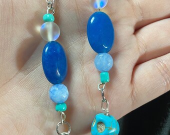 Blue Skull dangle Earrings